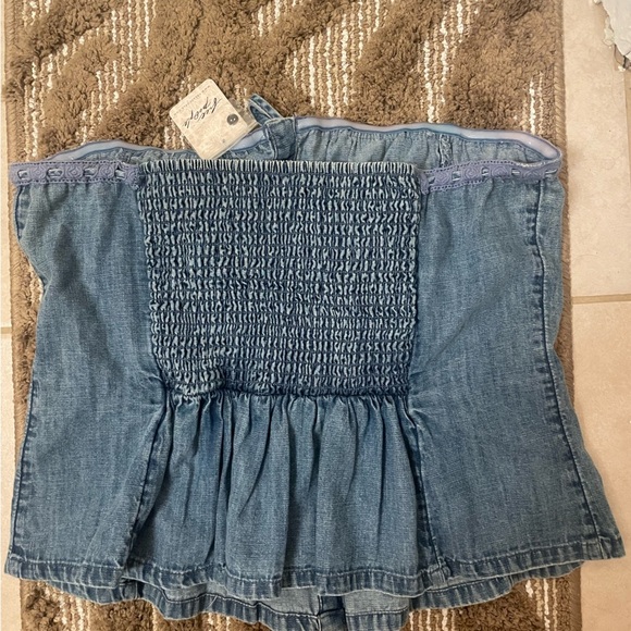 NWT Free People|| Denim Wink Wink Tube Top in Medium Wash, Size large Western - Picture 6 of 7
